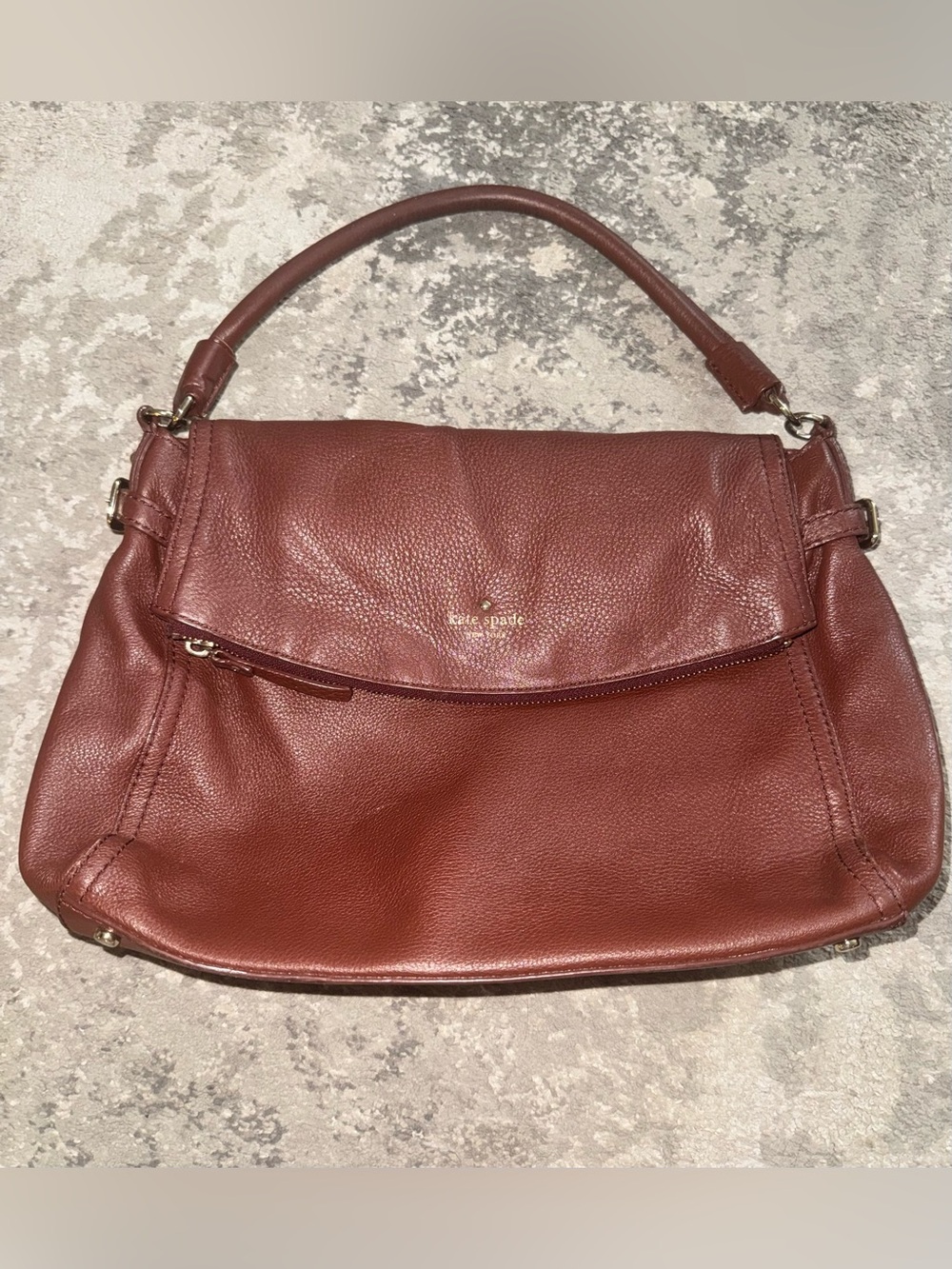 Kate Spade Jackson Cherrywood Medium Flap Leather Shoulder Bag